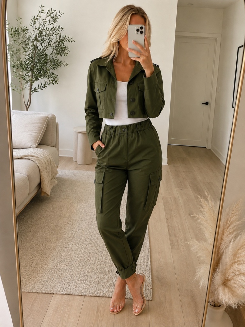 NWT Olive Utility Cargo Jogger Pants Small